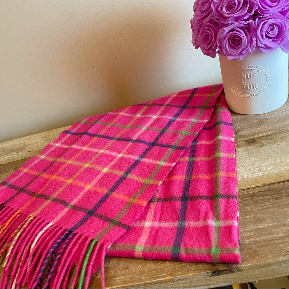 COACH Aunthentic Pink Plaid Cashmere Scarf 💗🧣